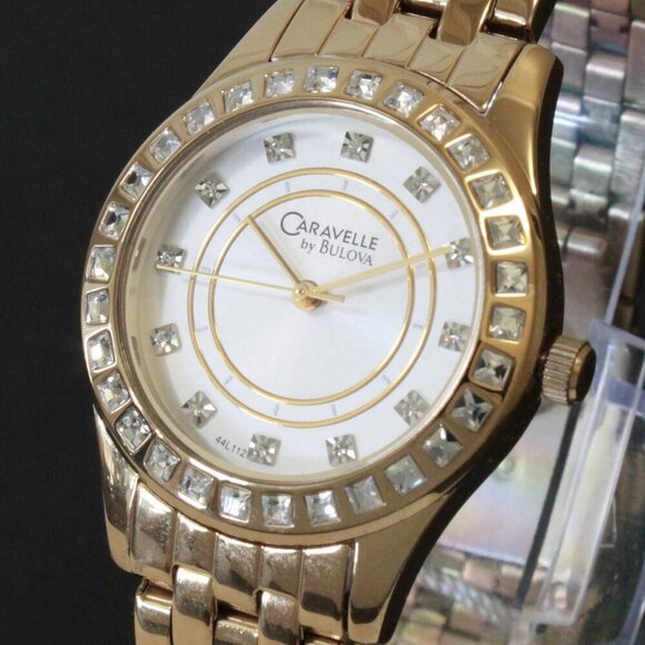 Caravelle Ladies Quartz Watch By Bulova Chrystal Bezel And Indices 32mm - Picture 10 of 13